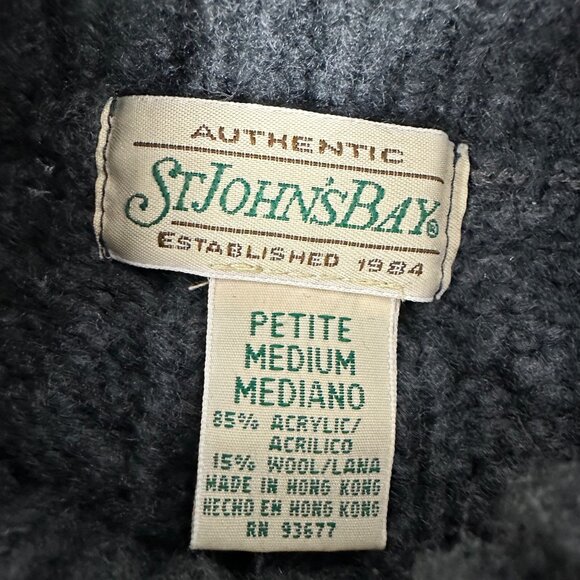 St Johns Bay Petite Medium Cable Knit Gray Turtleneck Sweater Acrylic Wool Blend - Picture 4 of 7